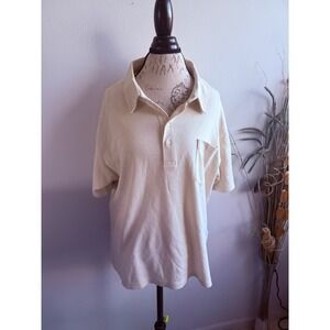 FRAME Men's Short Sleeve Polo‎ Shirt Beige Cotton Size XL